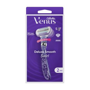 GILLETTE VENUS DELUXE SMOOTH SWIRL RASIERER + 2 ERSATZKLINGEN