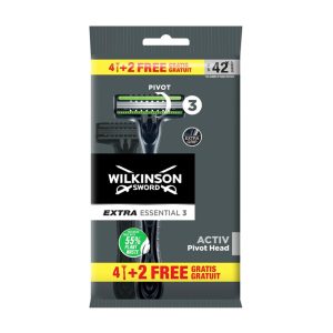 WILKINSON SWORD EXTRA ESSENTIAL 3 ACTIV – PIVOT HEAD EINWEGRASIERER 4+2