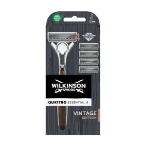 WILKINSON SWORD QUATTRO ESSENTIAL 4 VINTAGE EDITION RASIERER + 5 ERSATZKLINGEN